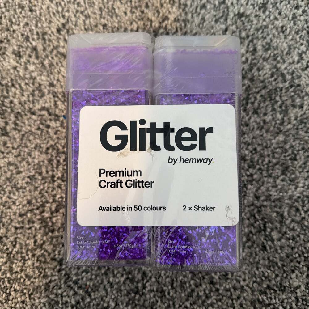 Hemway Premium Glitter Shakers - Fluorescent Purple Holographic, 130g (2 Pack)